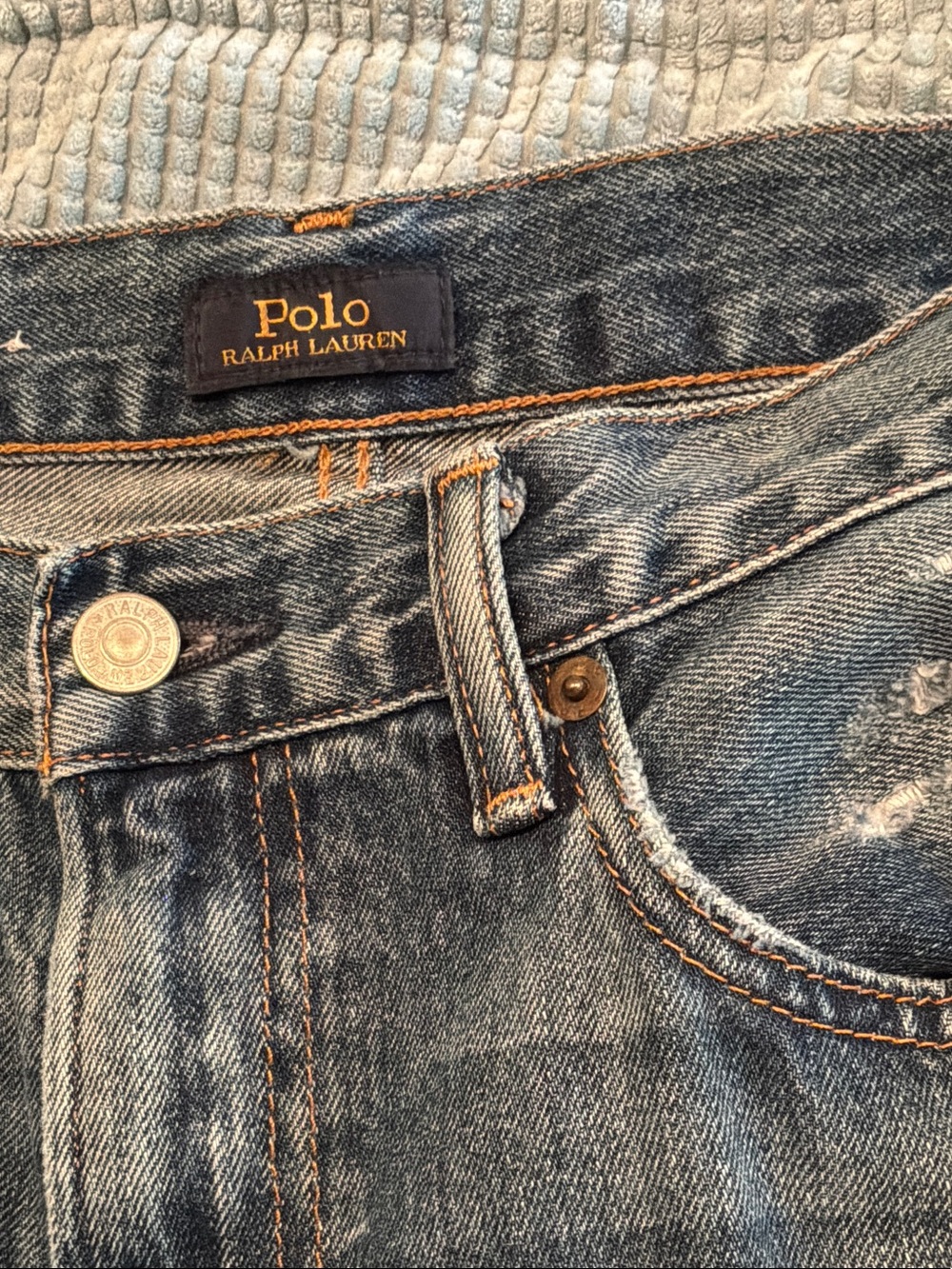 Ralph Lauren Dark Blue Denim Jeans with Orange Stitching